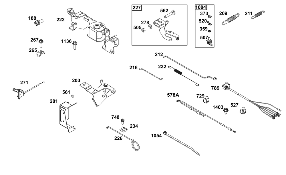 Controls Group Diagram and Parts List for 305447-0338-F1 200000 - 399999 Briggs and Stratton Engine